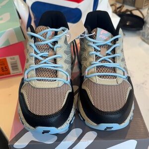 Fila Beige and Light Blue Athletic Shoes